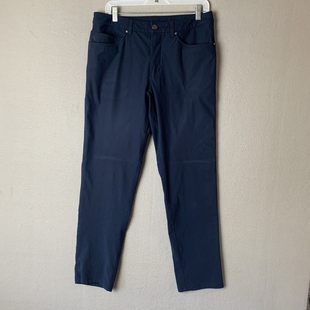 Lululemon ABC Pants Men’s 32 Navy Classic Fit 5 Pocket Warpstreme Trousers Chino
